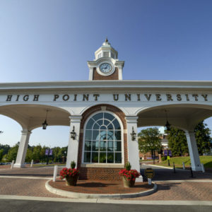 The entrance gate to High Point University