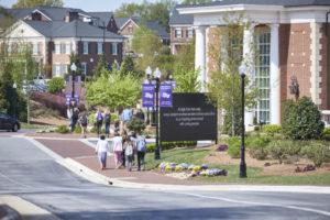 Students walking on the High Point University Campus in High Point, NC