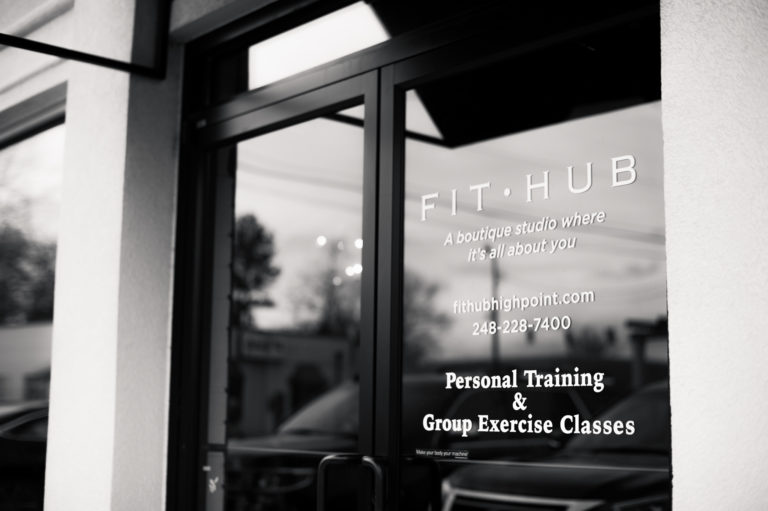The entrance to Fit Hub in High Point, NC