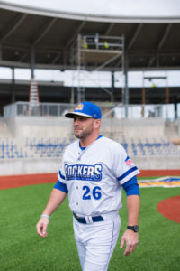 A High Point Rockers player walking on the field 