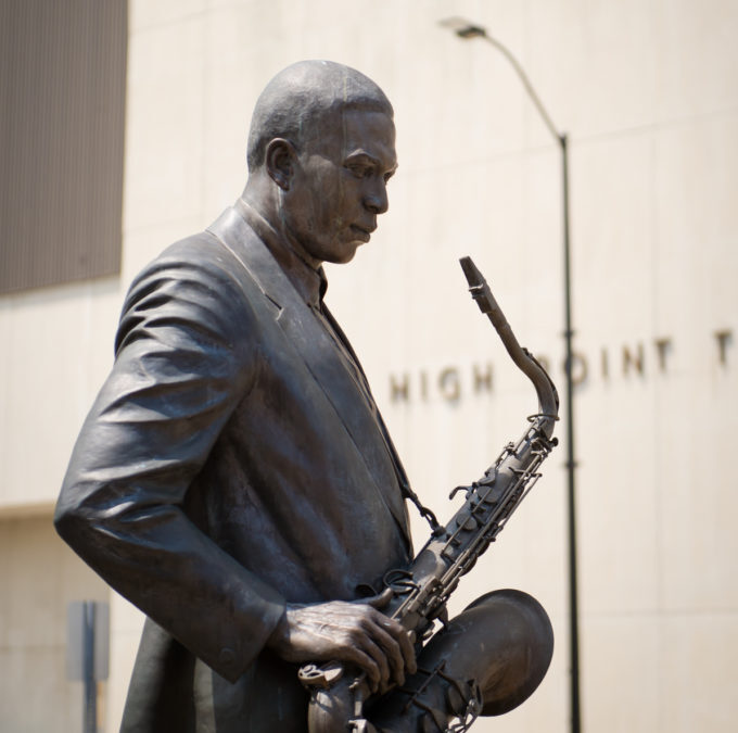 Feature image of famous saxaphonist John Coltrane in High Point, NC