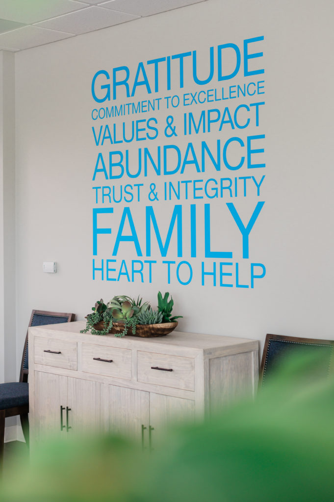 A quote that is displayed on a wall at Clinard Financial. 