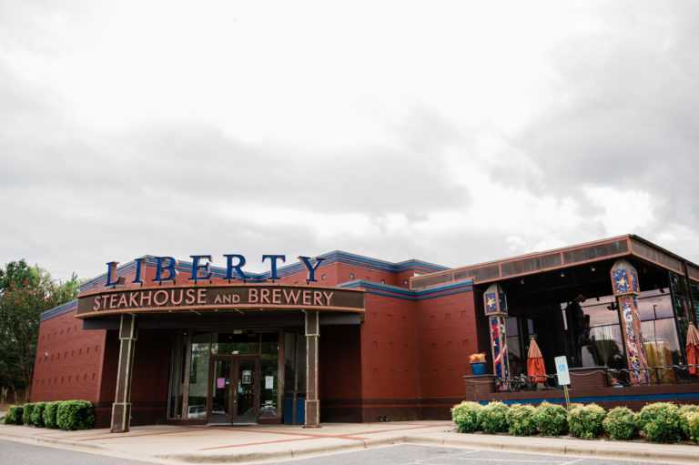 The entrance to Liberty Steakhouse and Brewery