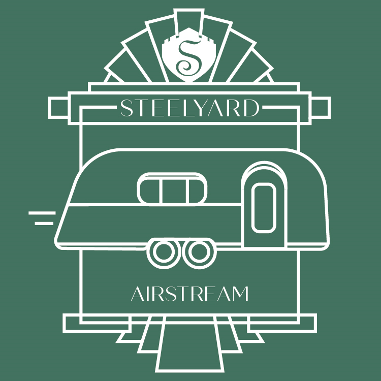 Image of a green logo of Steel Yard that says airstream. 