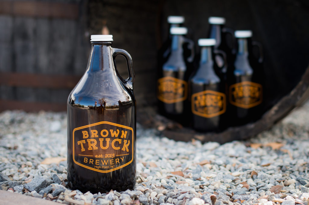 Picture of growlers from Brown Truck Brewery in High Point.