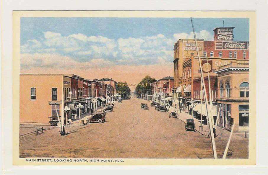 An old drawing of High Point, North Carolina's Main Street.