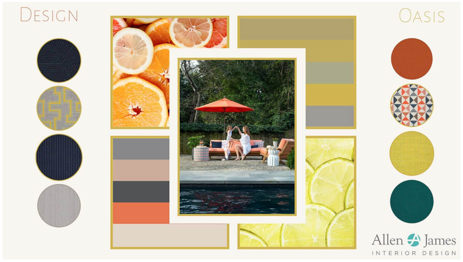 This spring-inspired mood board by Allen & James Interior Designs is full of warm vibes for this season. 