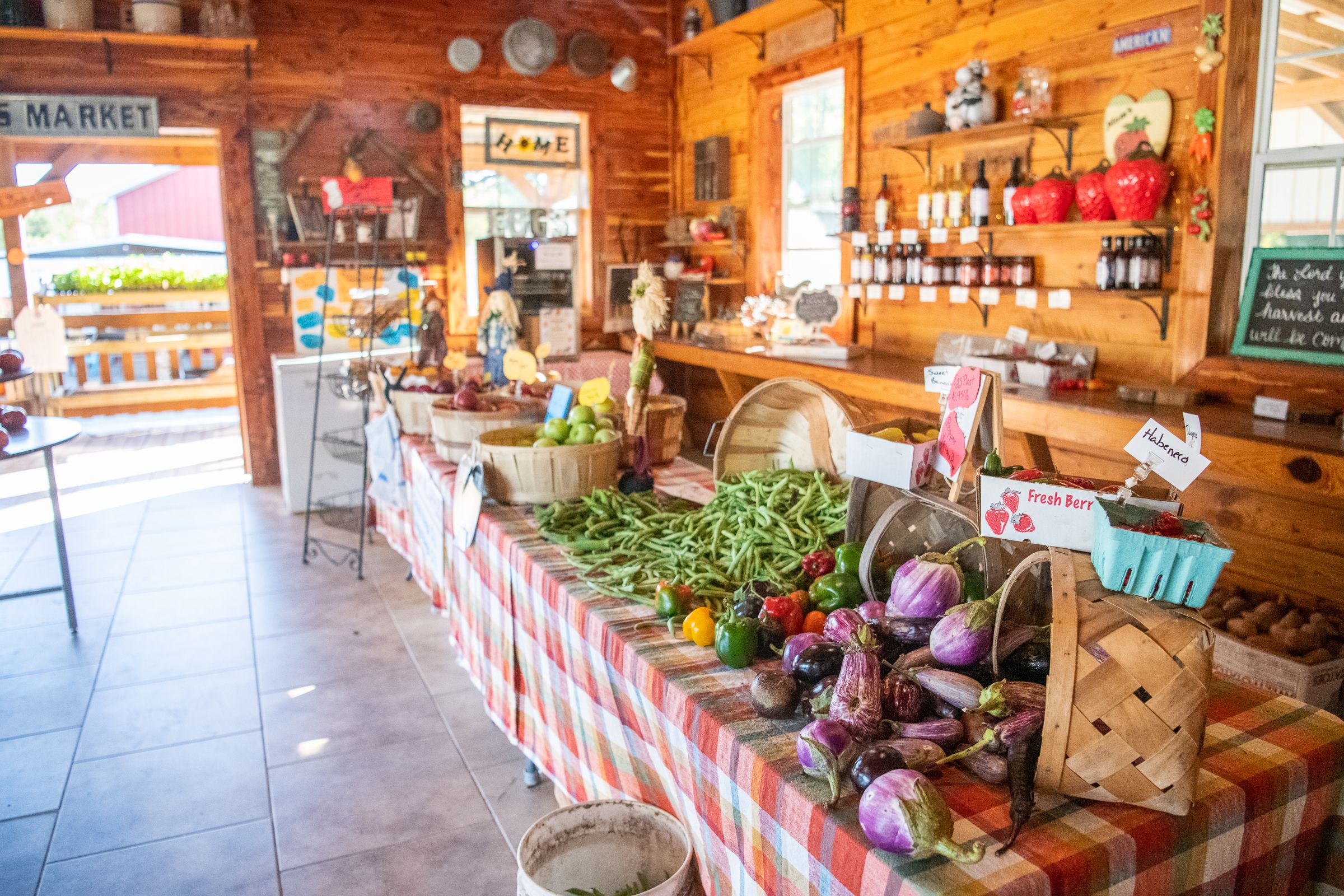 A spread of fresh produce inside of Ingram's Family Farm in High Point, NC.
