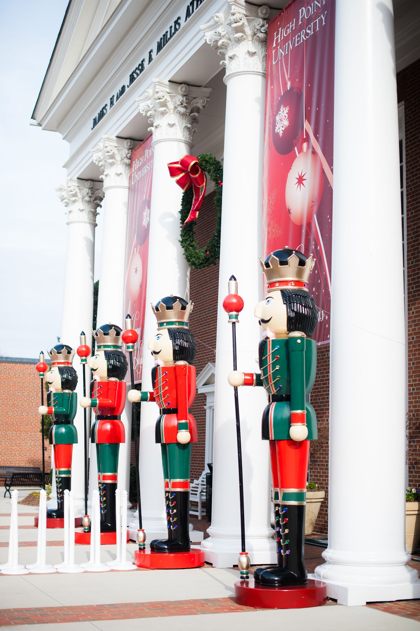 Nutcrackers standing at High Point University.
