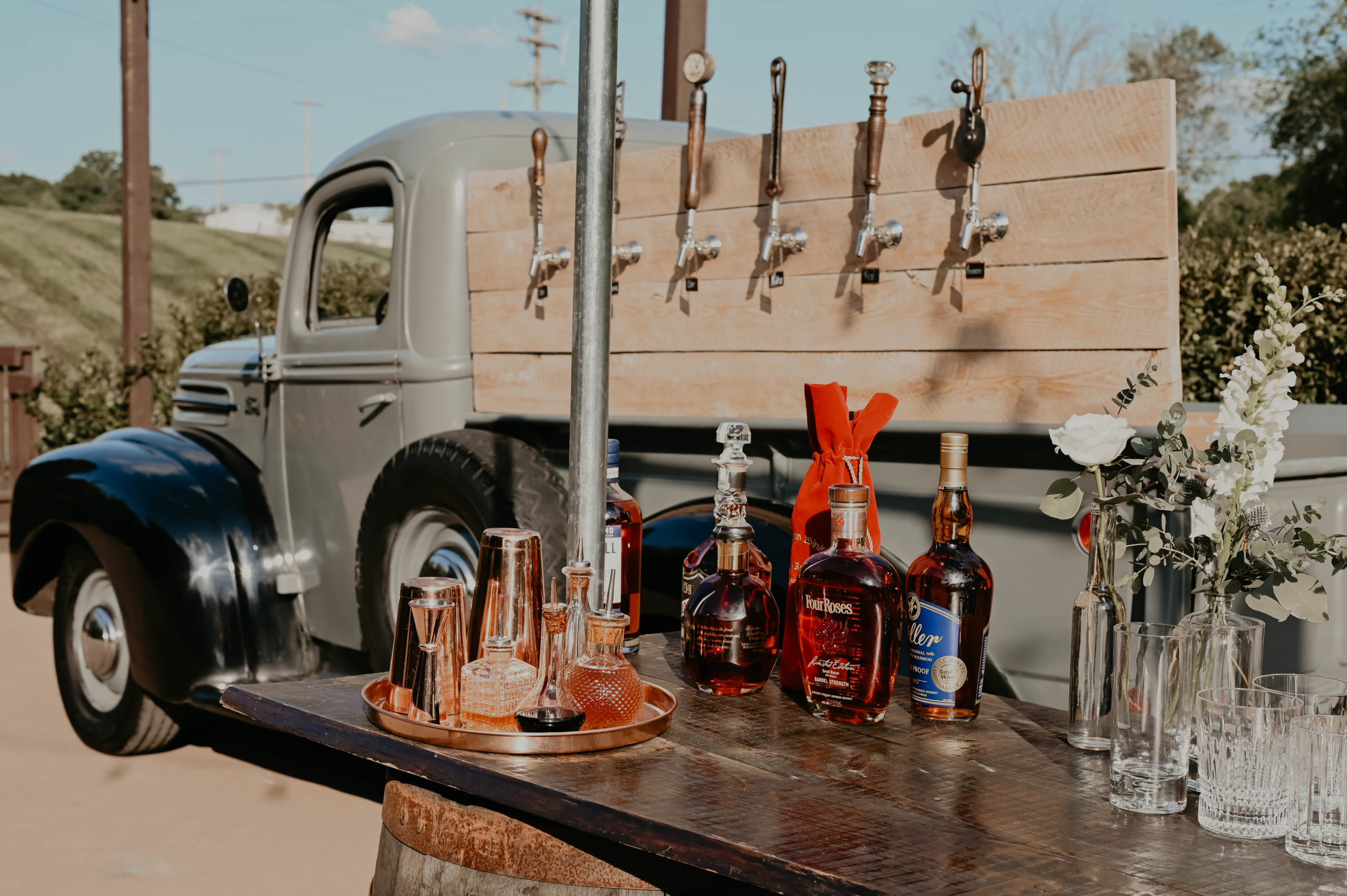 The taps on the Proper Pour Events mobile bar Ford truck.