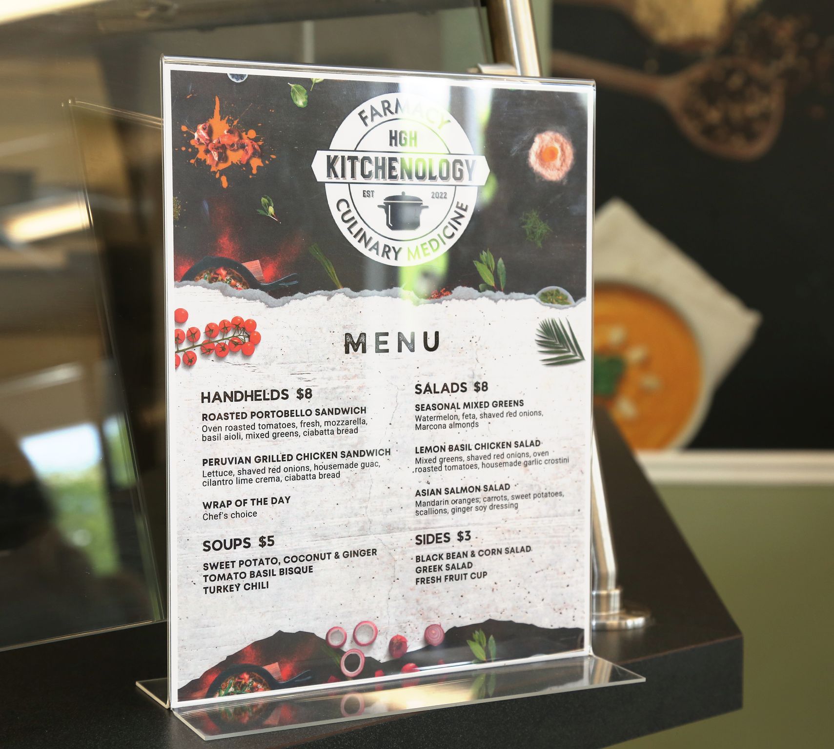 A menu of the grab-and-go items at Kitchenology.