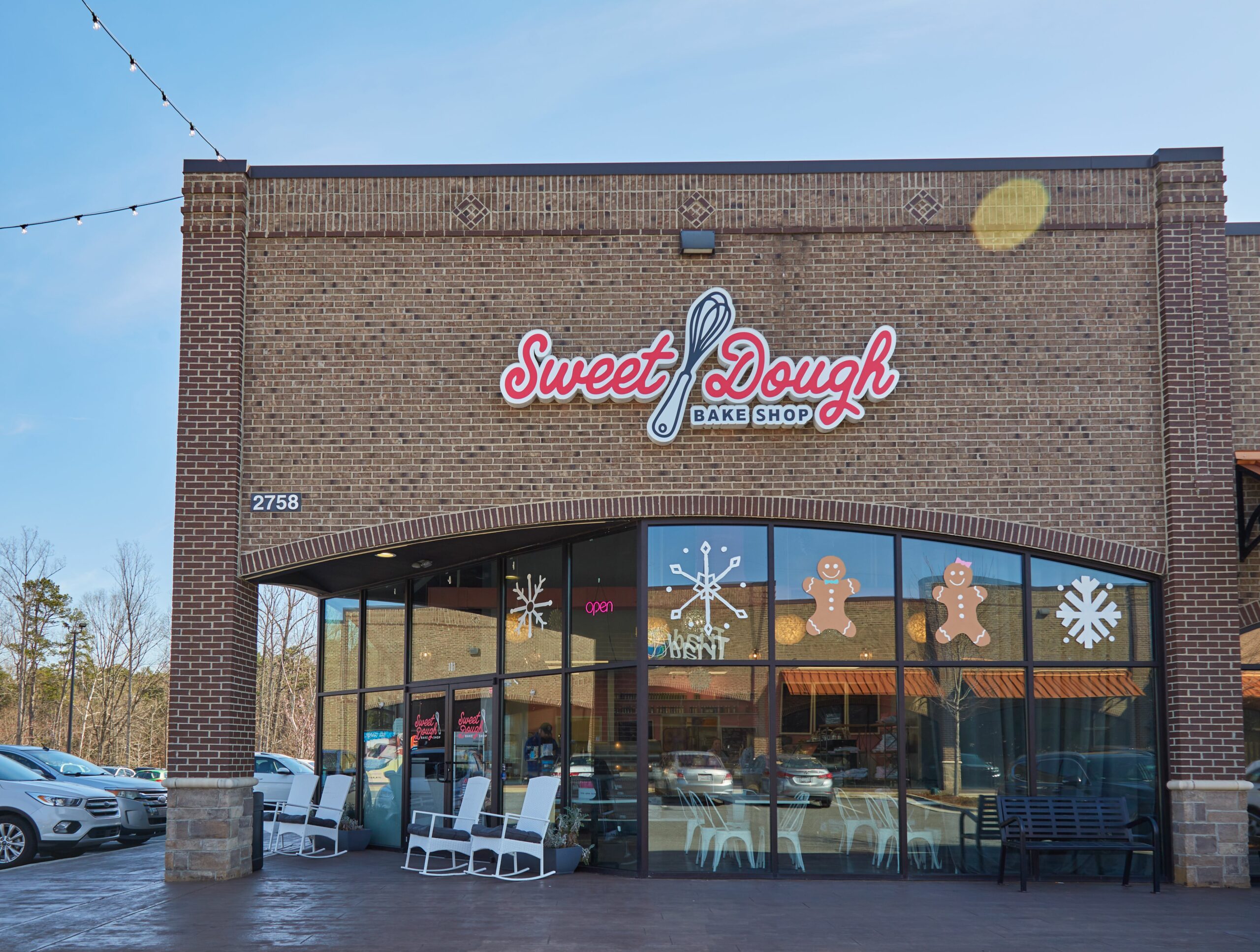 The exterior of Sweet Dough Bake Shop, a bakery in High Point, NC.