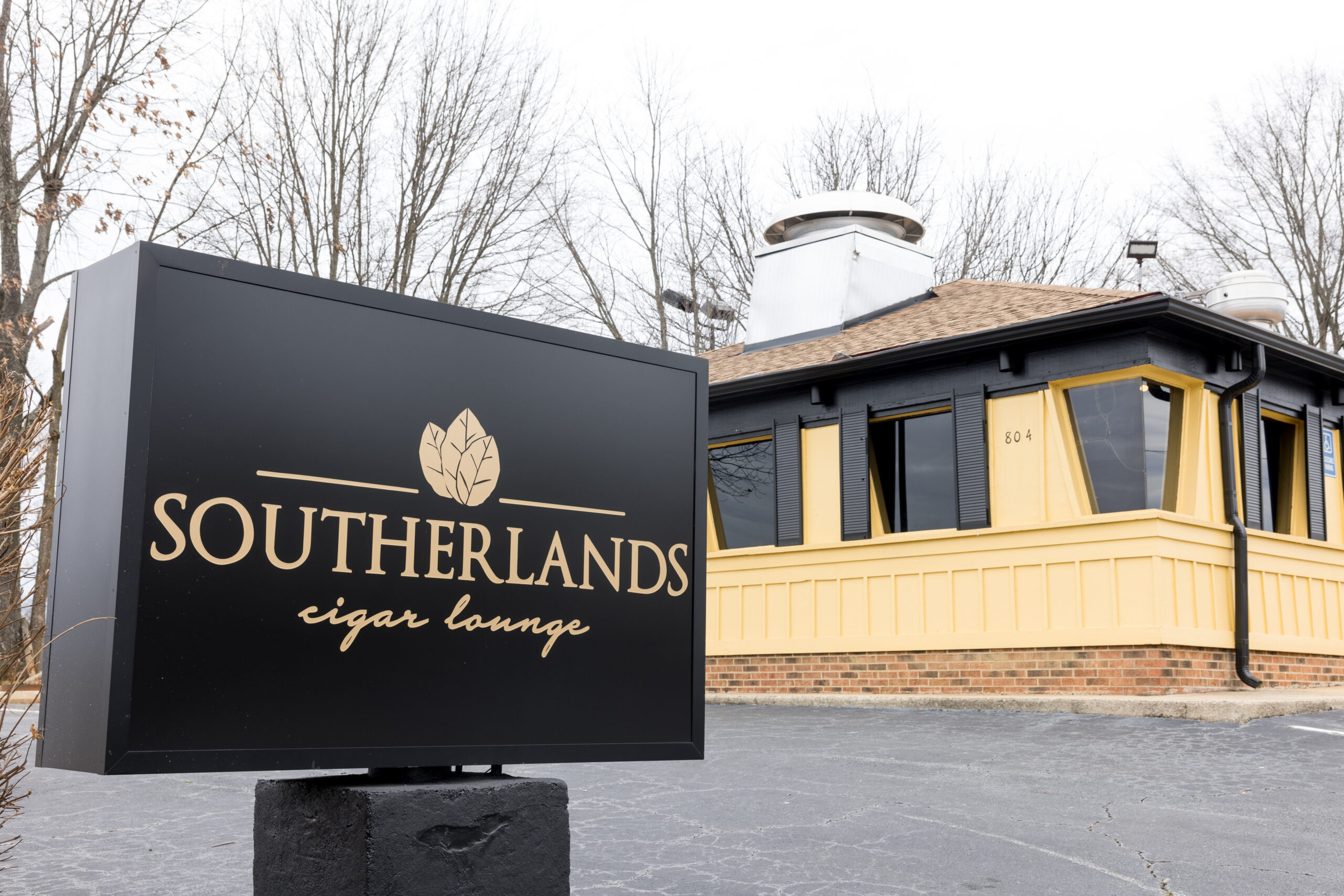 The exterior of Southerlands Cigar Lounge in High Point, NC.