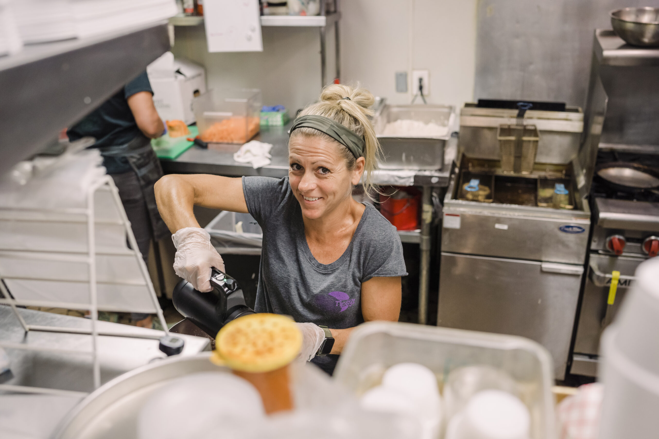 Holly Blair cooks in the back of the Tipsy'z Tavern kitchen in High Point, NC.