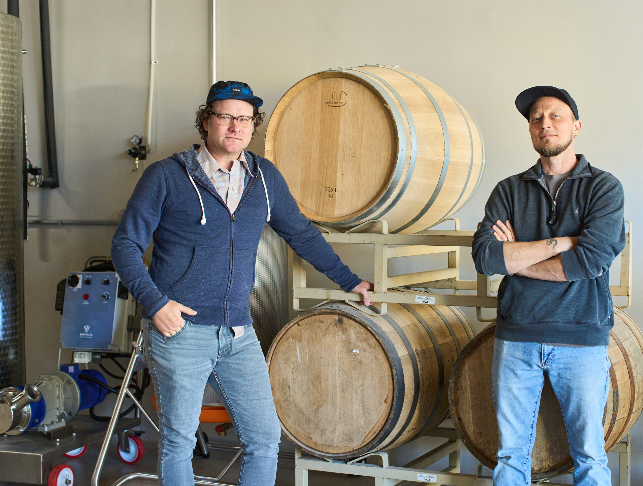 Aaron Sizemore and David Armstrong, owners of Nomad Wine Works, a microwinery in High Point, NC.