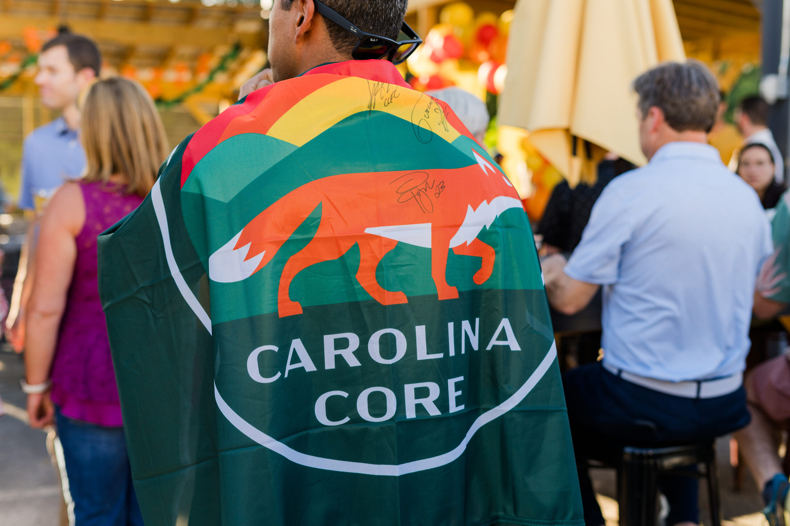 A flag for Carolina Core FC, High Point's MLS Next Pro soccer team.