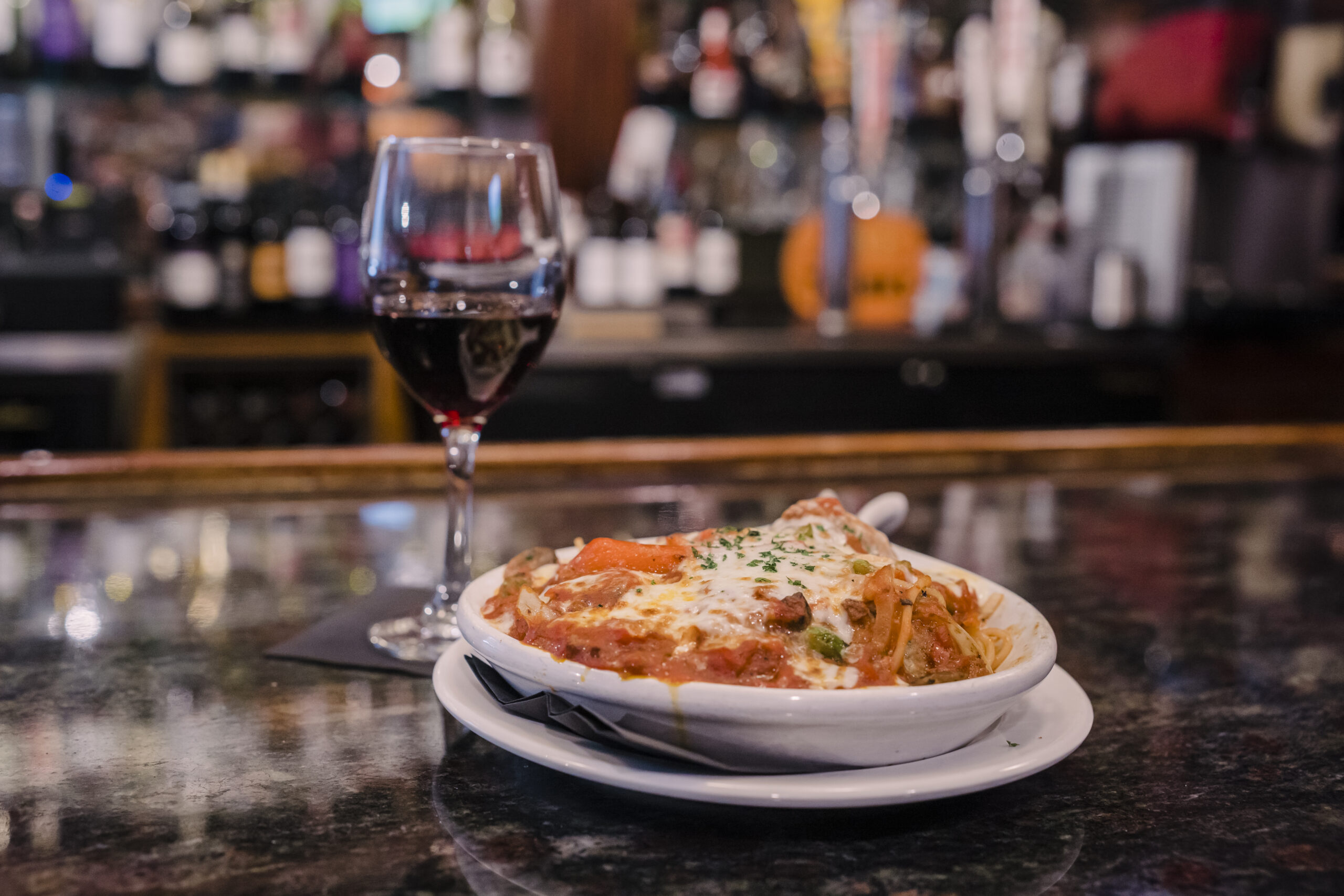 Italian dish and wine at Giannos in High Point