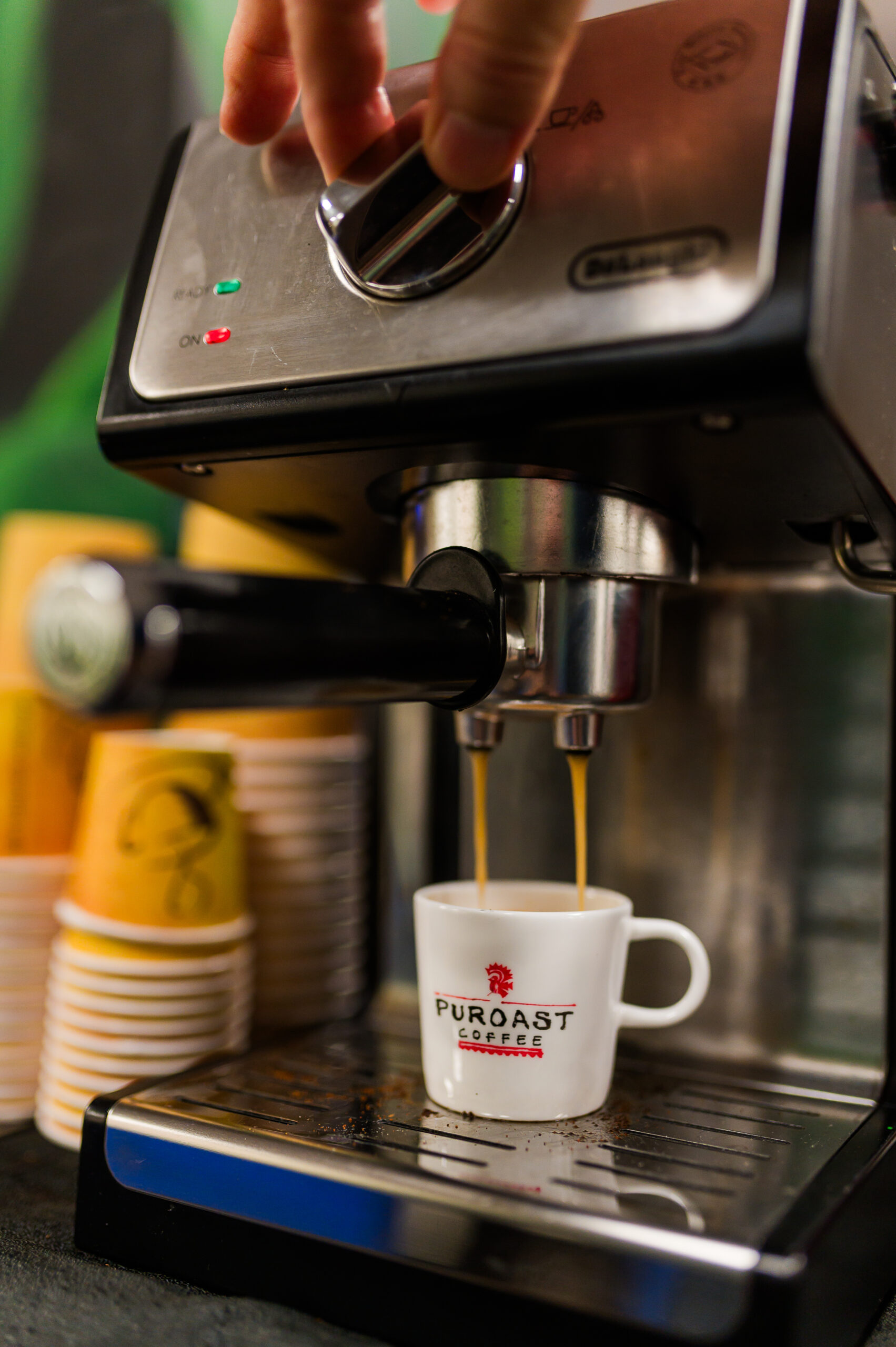 Espresso Brewing at Puroast Coffee Roasters.