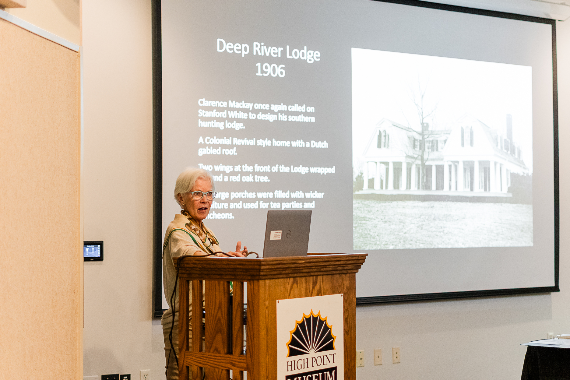 Speaking about the Hunting Lodge Exhibit in High Point, NC.