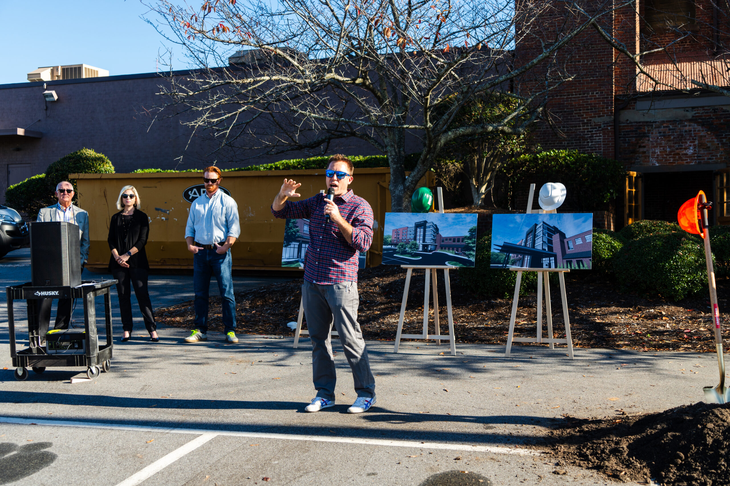 Michael Kren, Co-Founder of Benchmade Ventures, speaks at the Springhill Suites High Point groundbreaking.